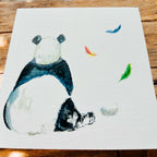 Sympathy Greeting Card  Panda and Feathers - by artist Sarah Epsom