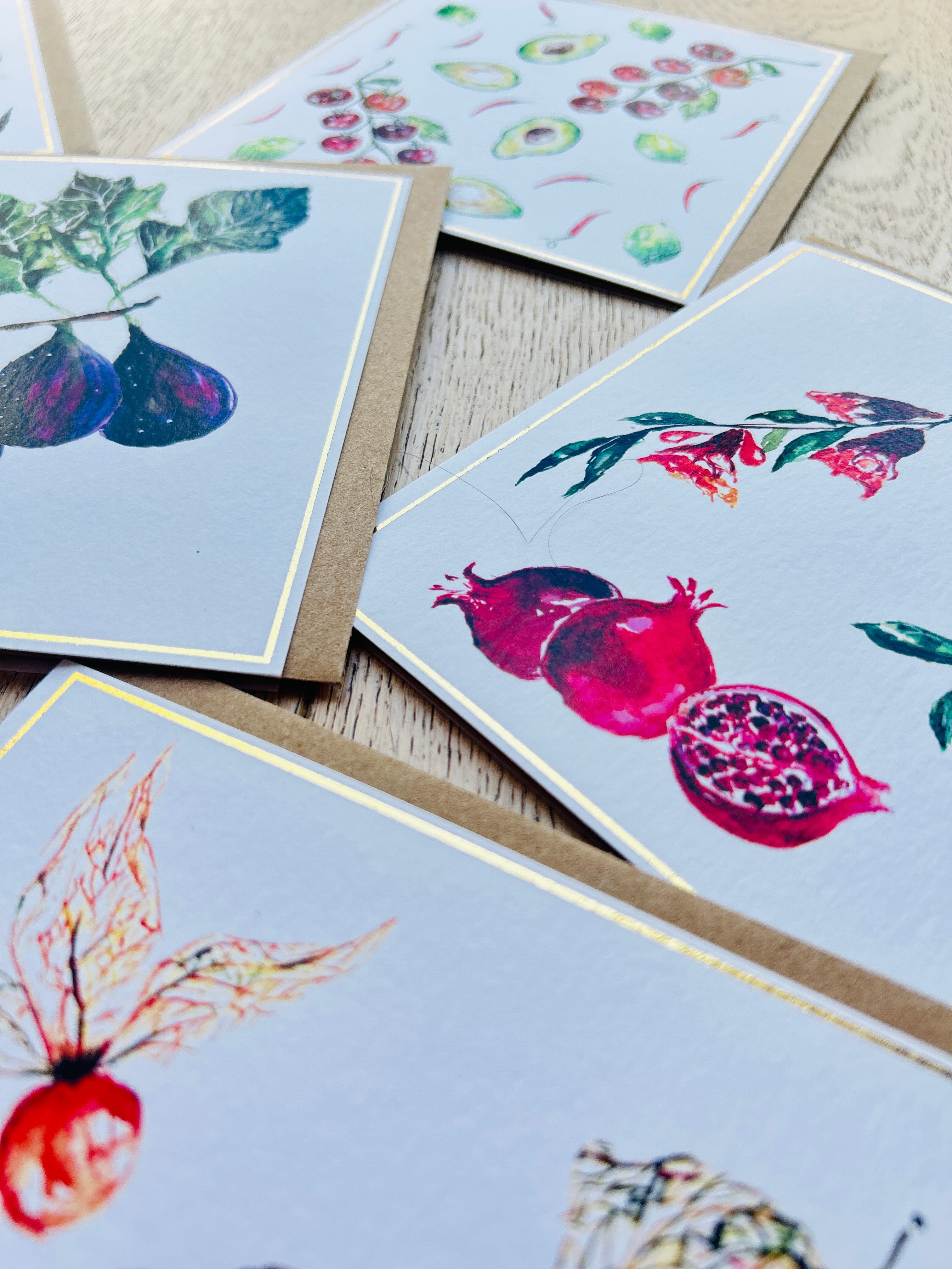 Pomegranates 'Jewelled Greetings', Greeting Card - by Sarah Epsom