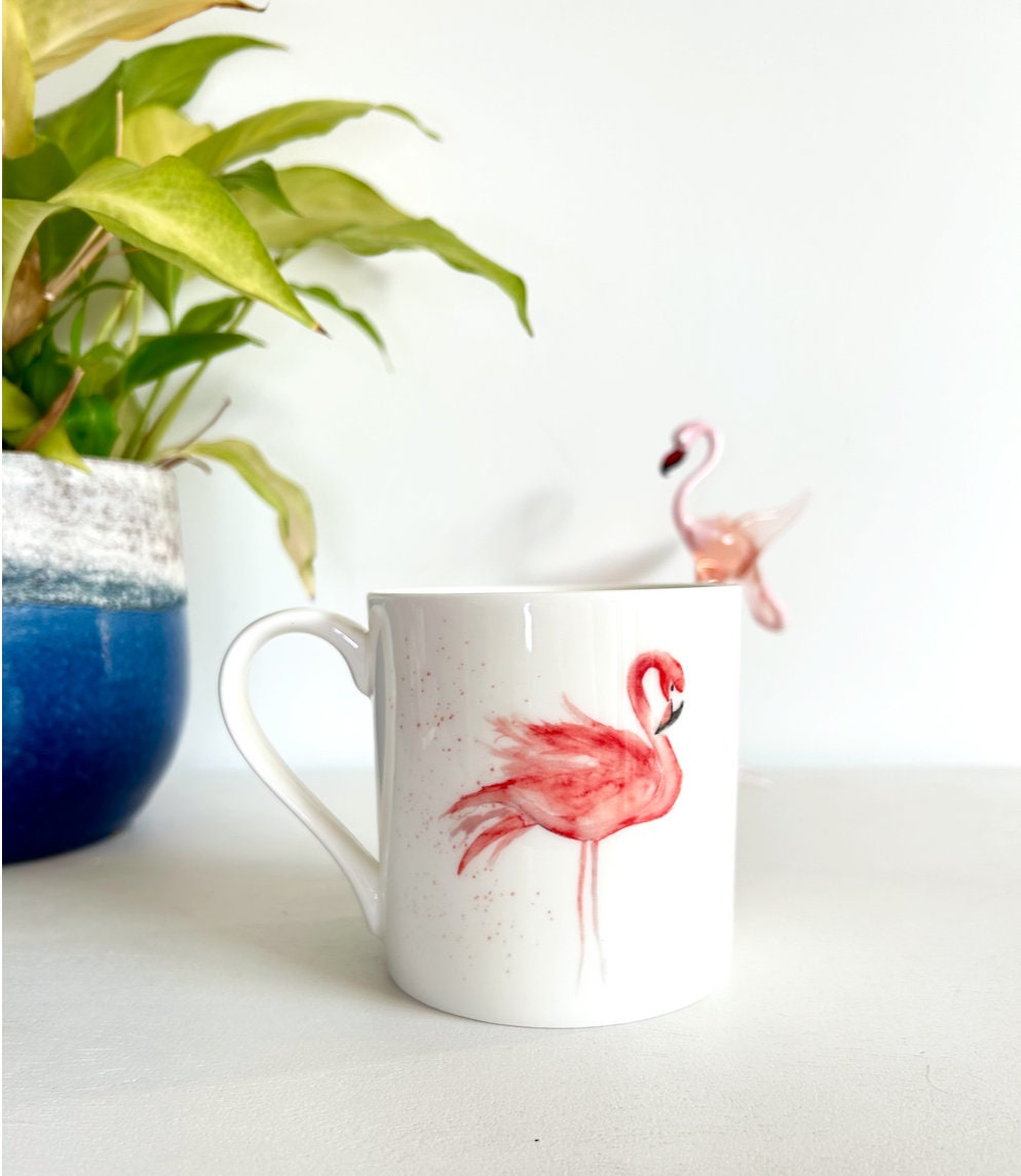 Flamingo Mug, Lady in Pink, Flamingo Design, Fine Bone China Mug - by Sarah Epsom