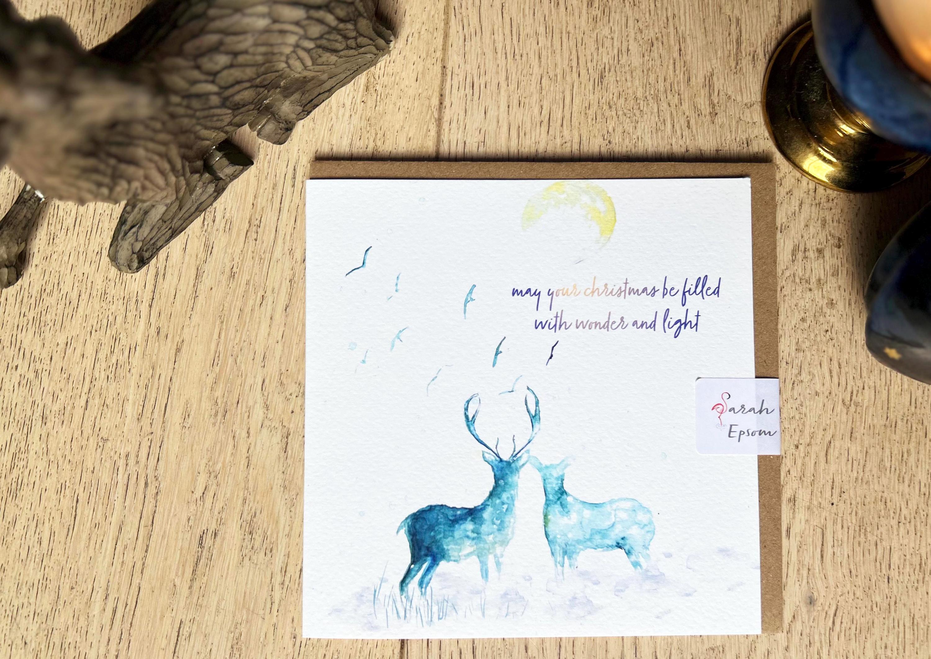 Christmas card, Deer Christmas Card - by Sarah Epsom