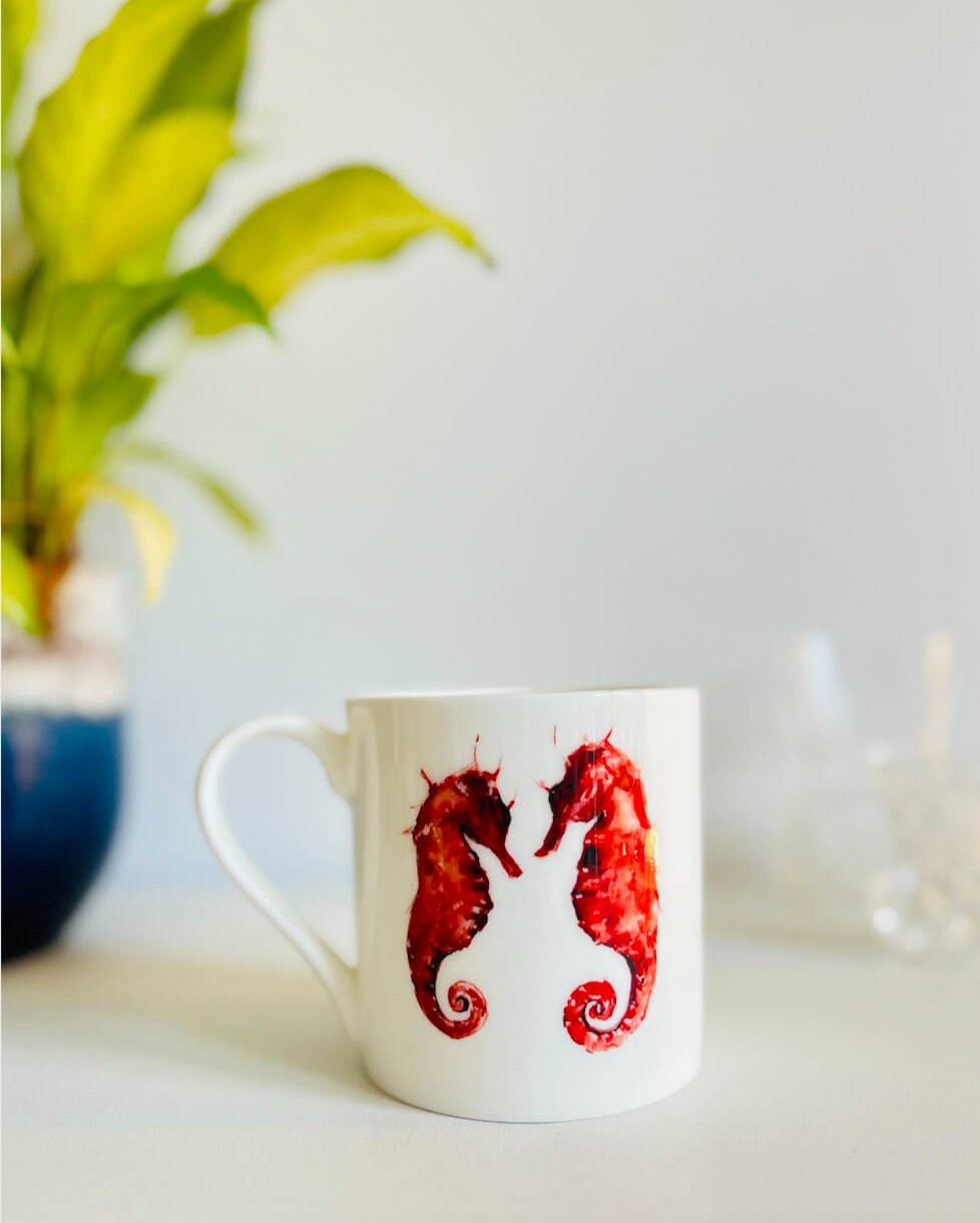 Seahorse Mug, Seahorse Love, Fine Bone China Mug by Sarah Epsom