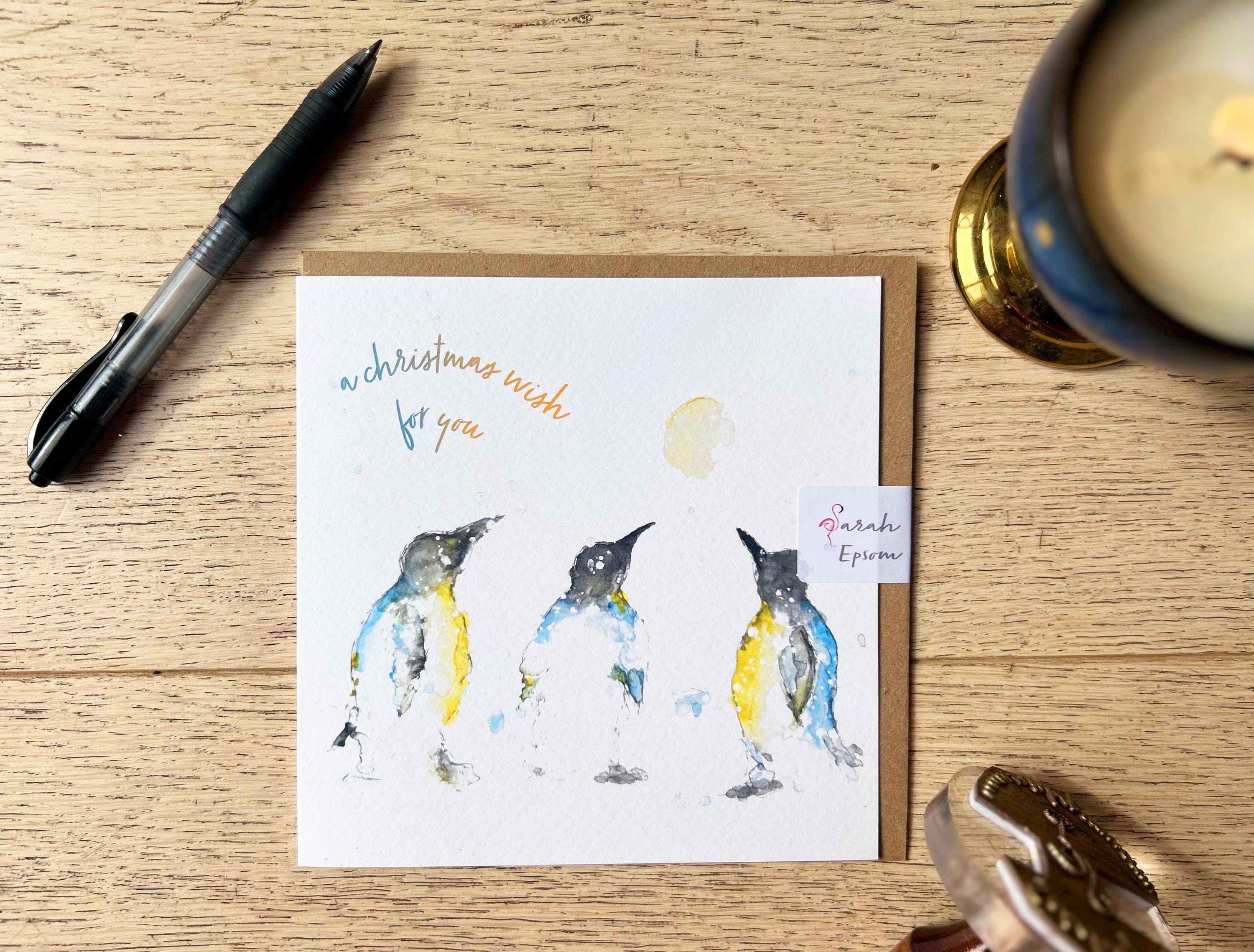 Christmas Penguins, 'A Christmas Wish' Christmas Card - by Sarah Epsom