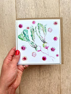 Watermelon Radish 'Patchwork Picnic' Greeting Card - by Sarah Epsom