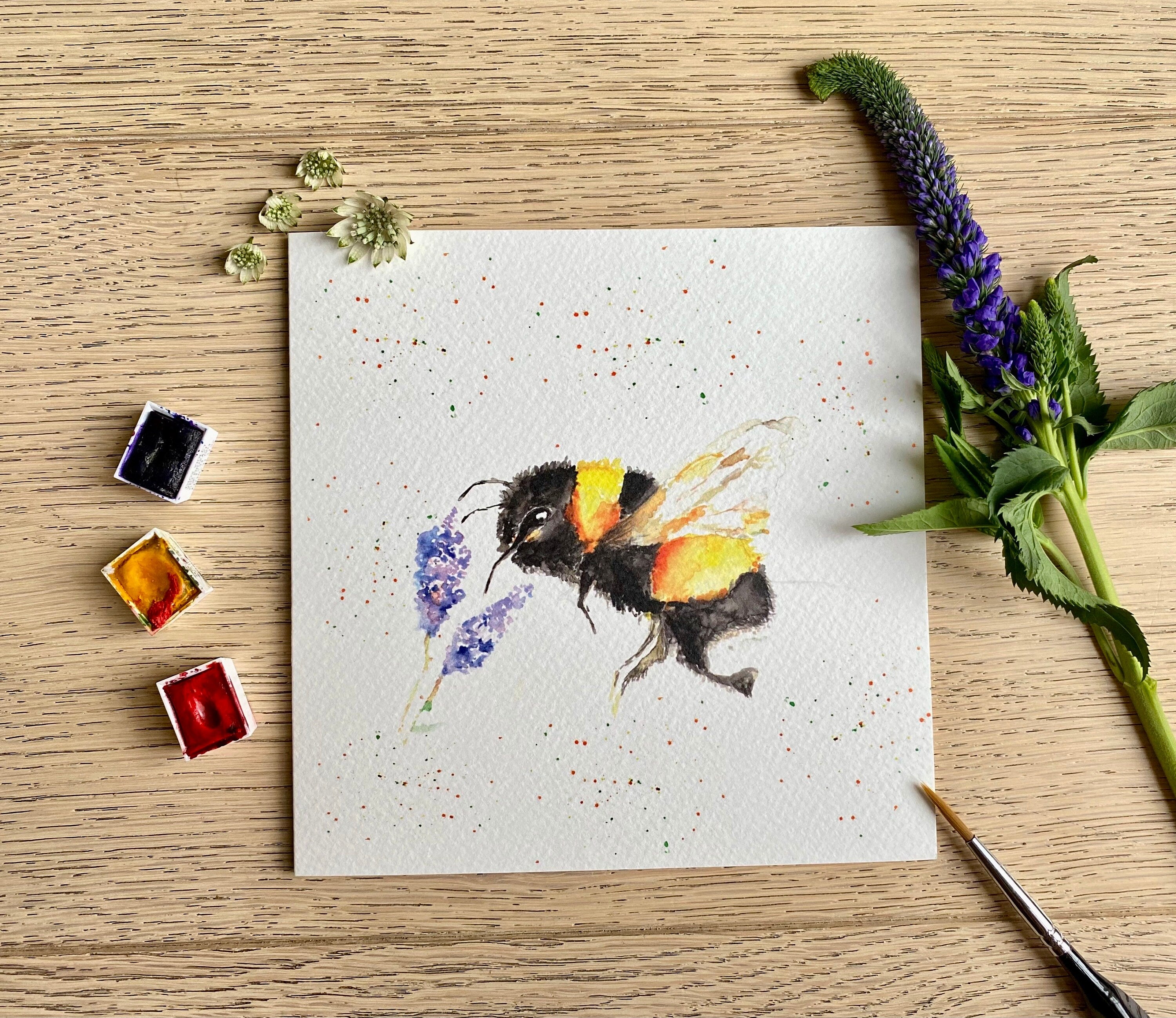Bumble bee 'Summer Flight'  Greeting Card - by Sarah Epsom