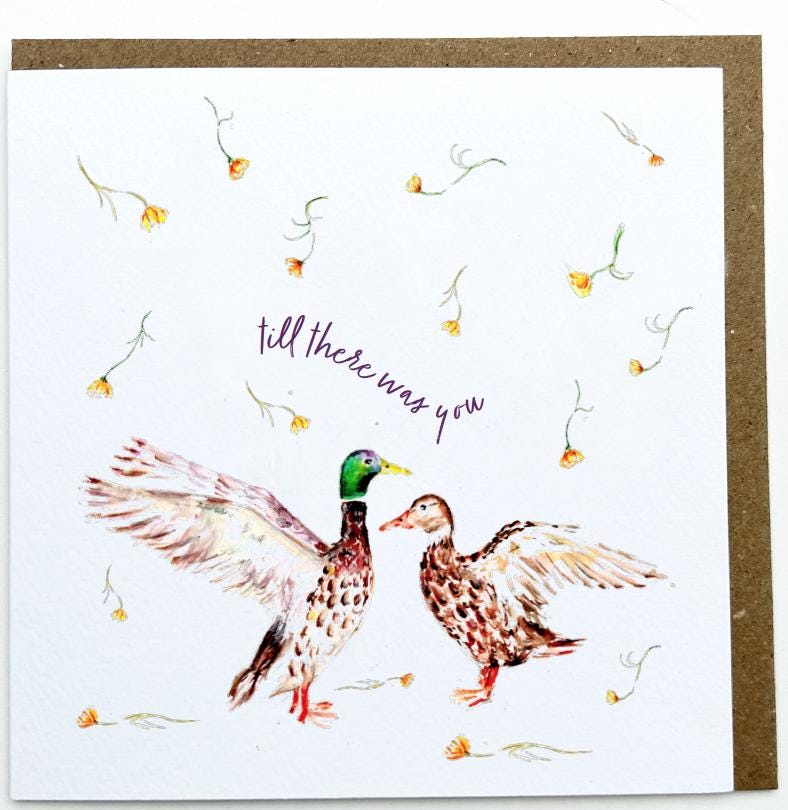 Watercolour Ducks, 'Till there was you' Anniversary Greeting Card - by Sarah Epsom