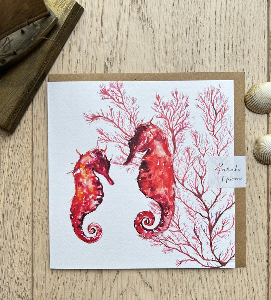 Seahorses 'Seahorse Love' Greeting Card - by Sarah Epsom