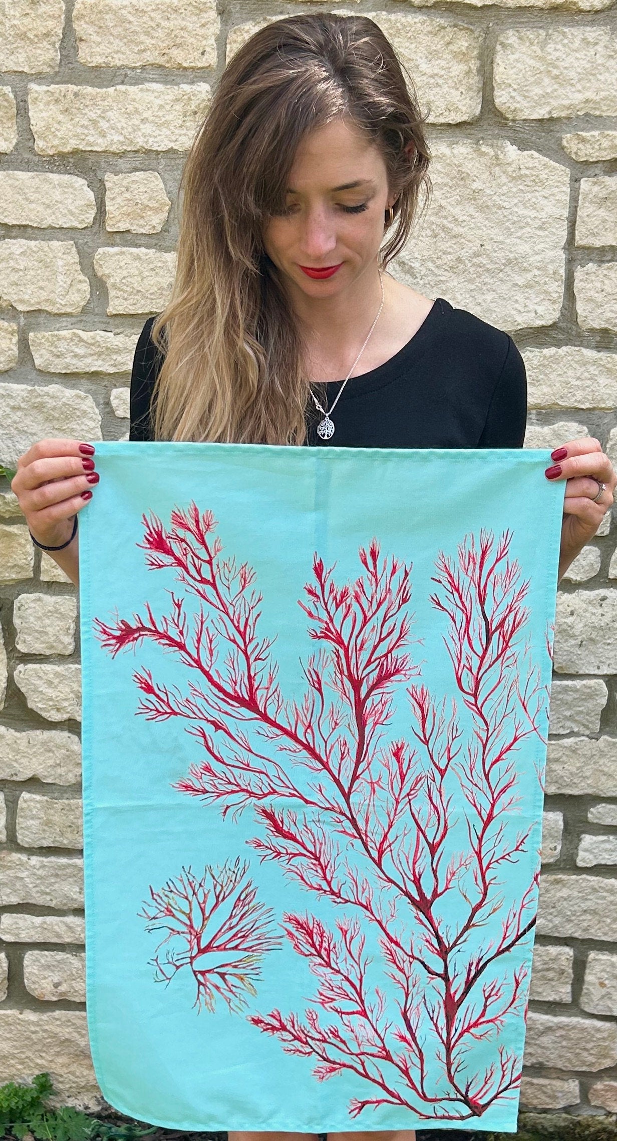 Seaweed tea towel, Seaweed and Pals, 100% Organic Cotton tea towel, Designed and printed in UK - by Sarah Epsom