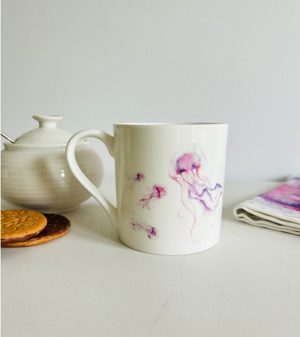 Jellyfish Mug, Jellyfish and Friends, Fine Bone China Mug by Sarah Epsom