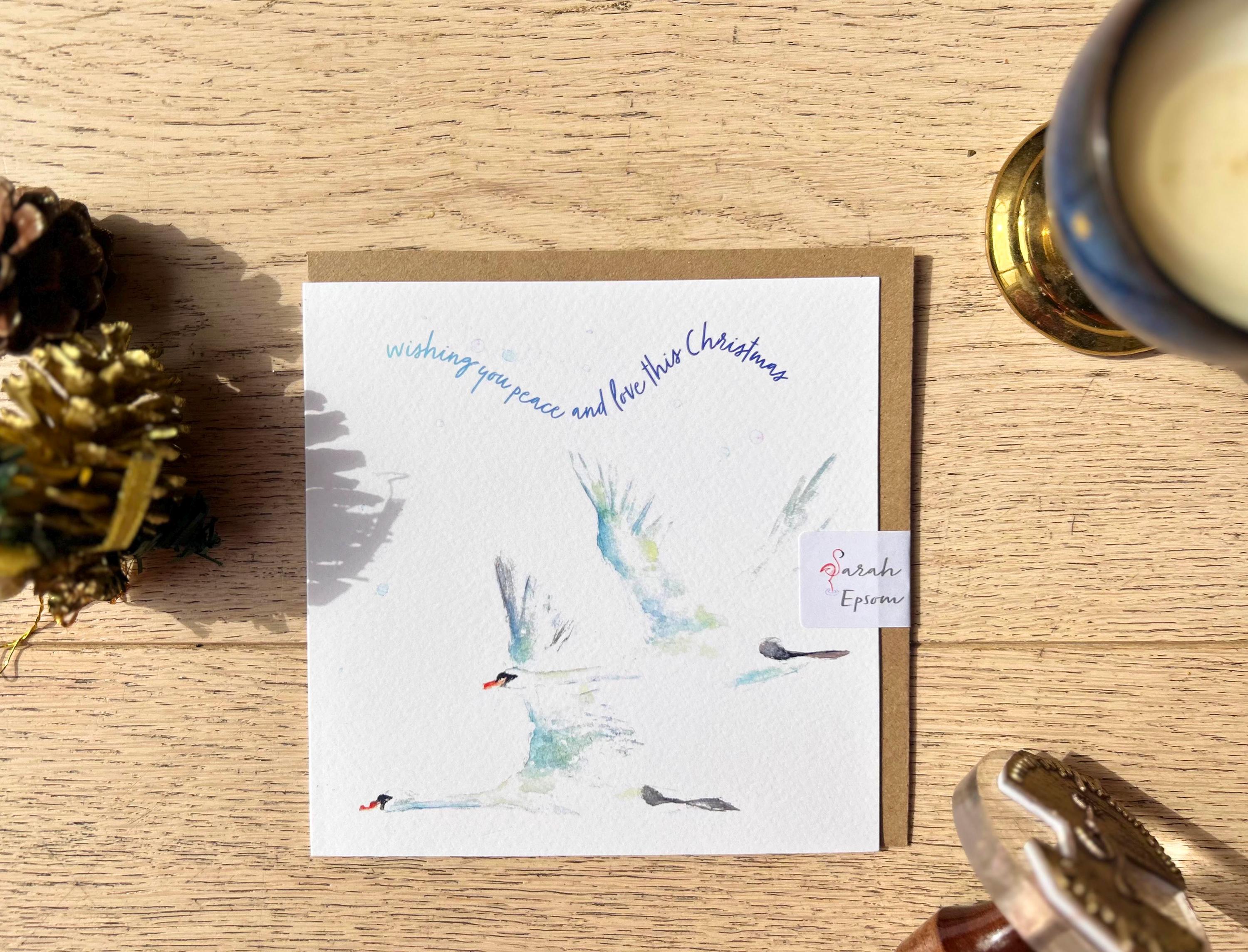 Christmas Cards, 'Flying Swans' - by Sarah Epsom