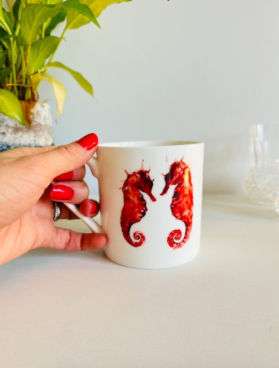 Seahorse Mug, Seahorse Love, Fine Bone China Mug by Sarah Epsom
