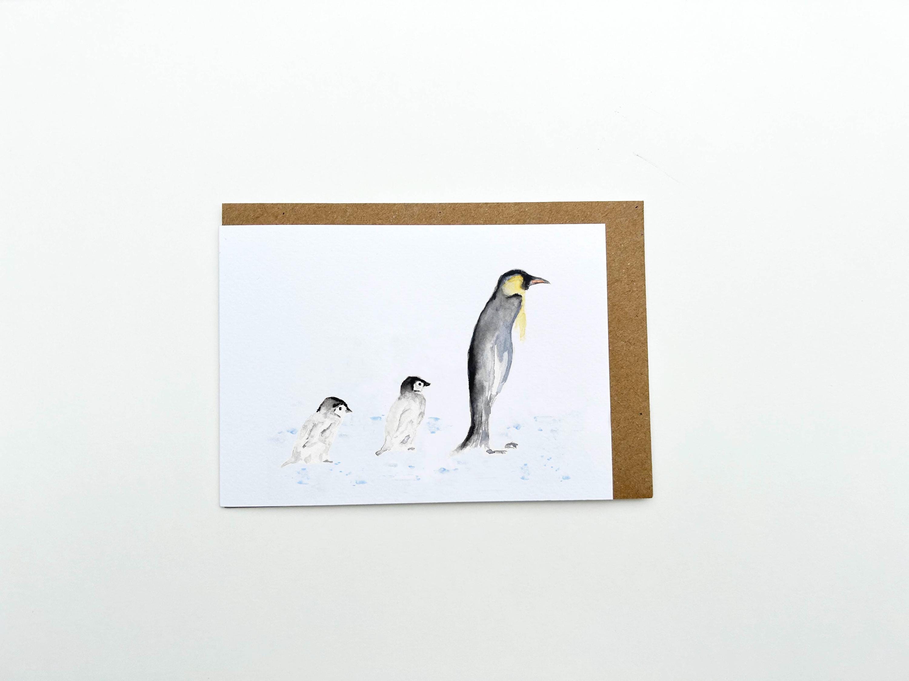 Emperor Penguin, Penguin Card, Fathers Day Card, Greeting Card, Blank Note Card, by artist Sarah Epsom