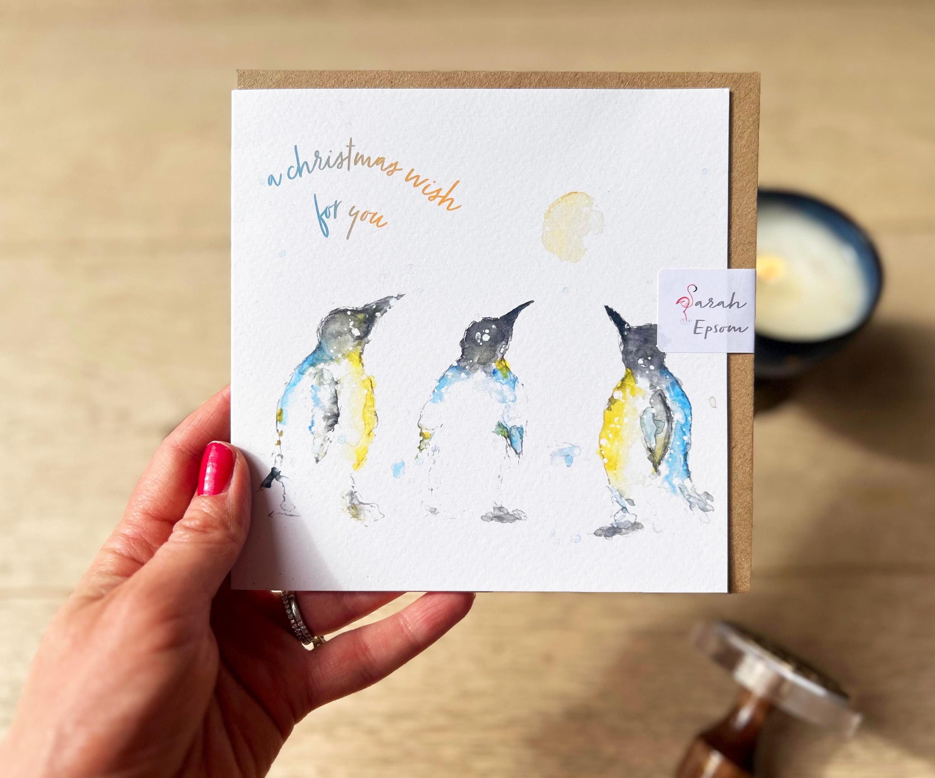 Christmas Penguins, 'A Christmas Wish' Christmas Card - by Sarah Epsom