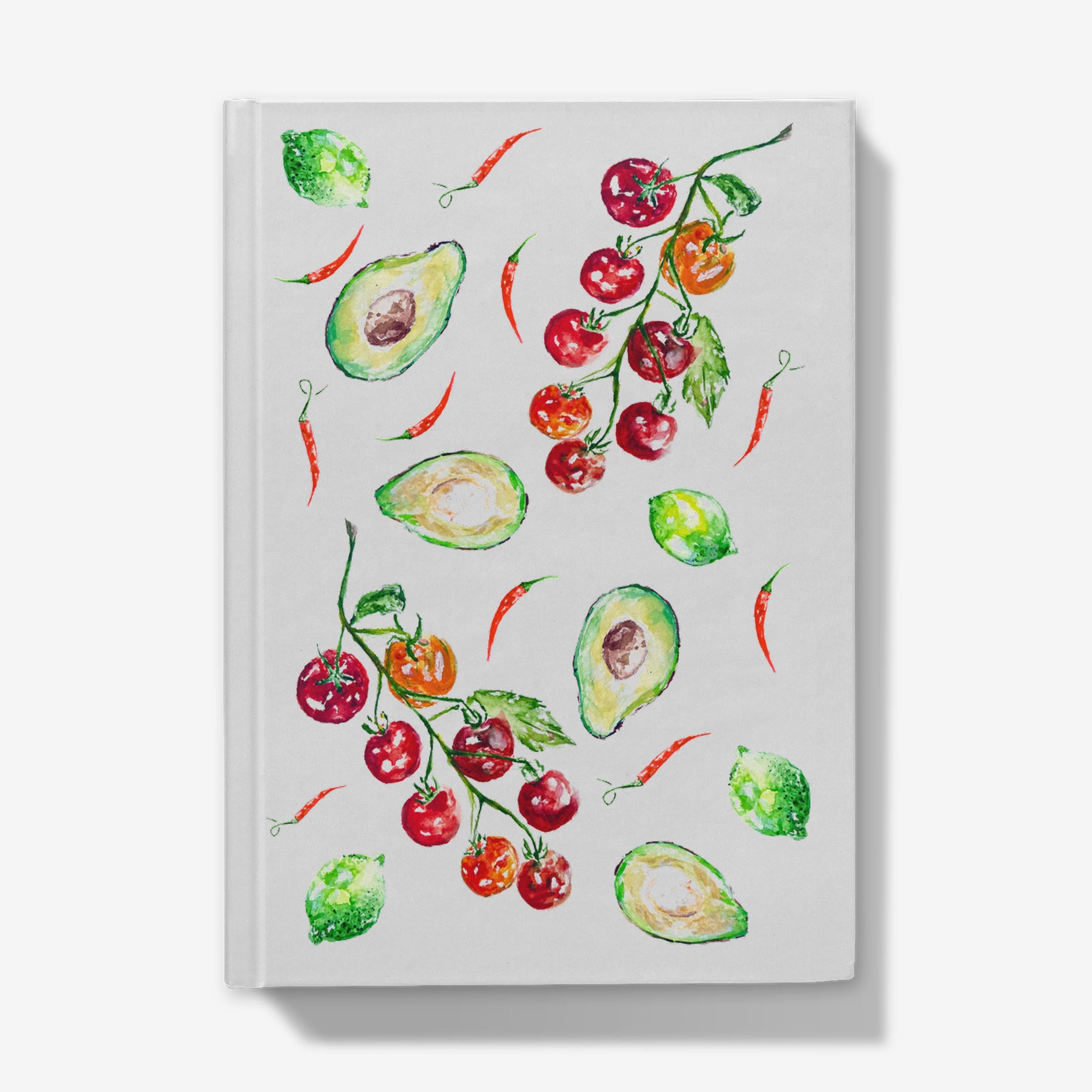 Guacamole Hardback Journal, Watercolour Art, A5 Notebook, Lined Paper, by Sarah Epsom