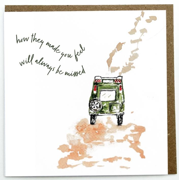 Sympathy, Land Rover Card, 'How they made you feel will always be missed' by Sarah Epsom