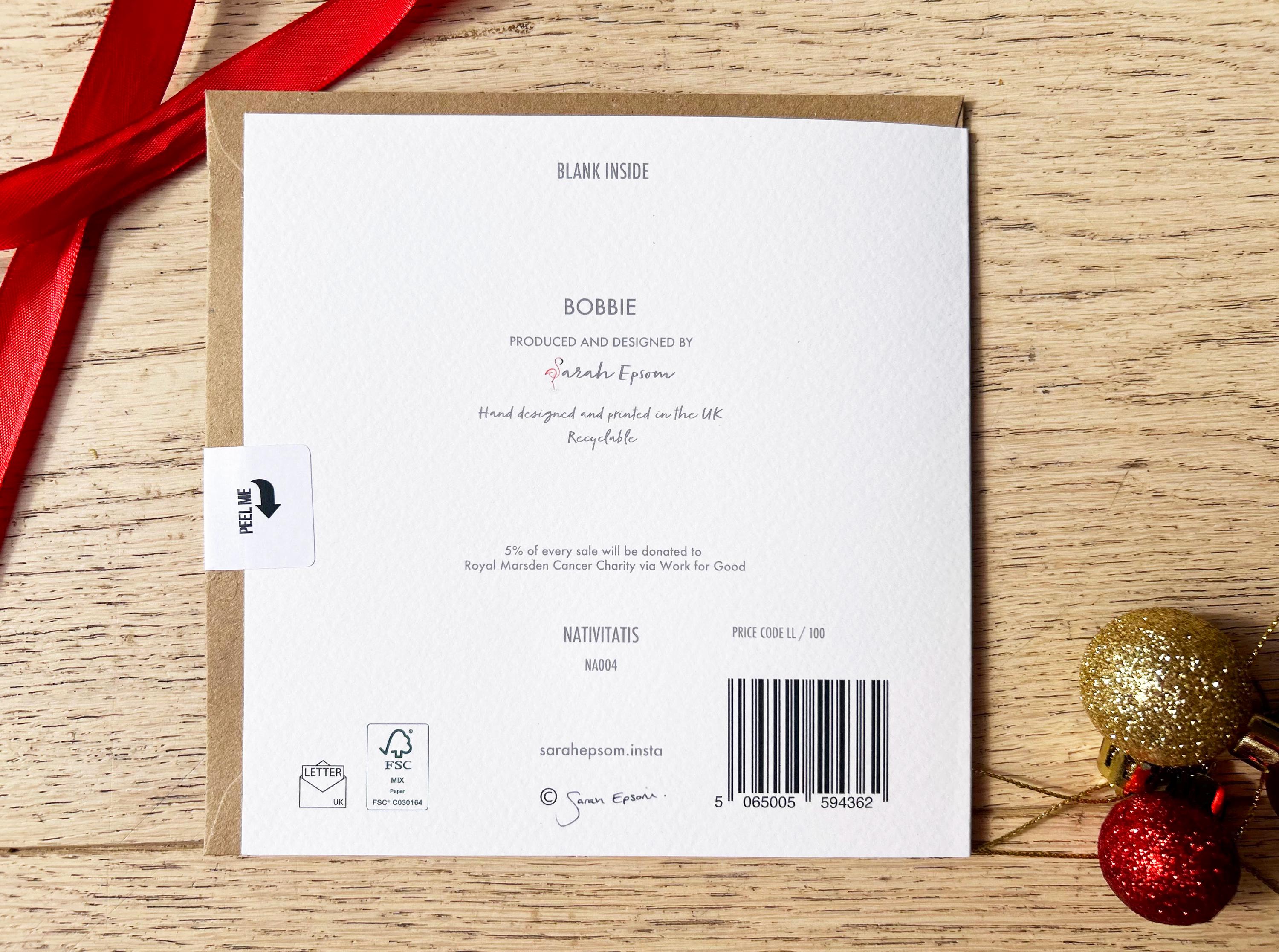 Christmas Card, 'Wishing you ' Robin Christmas Card, Greeting Card - by Sarah Epsom