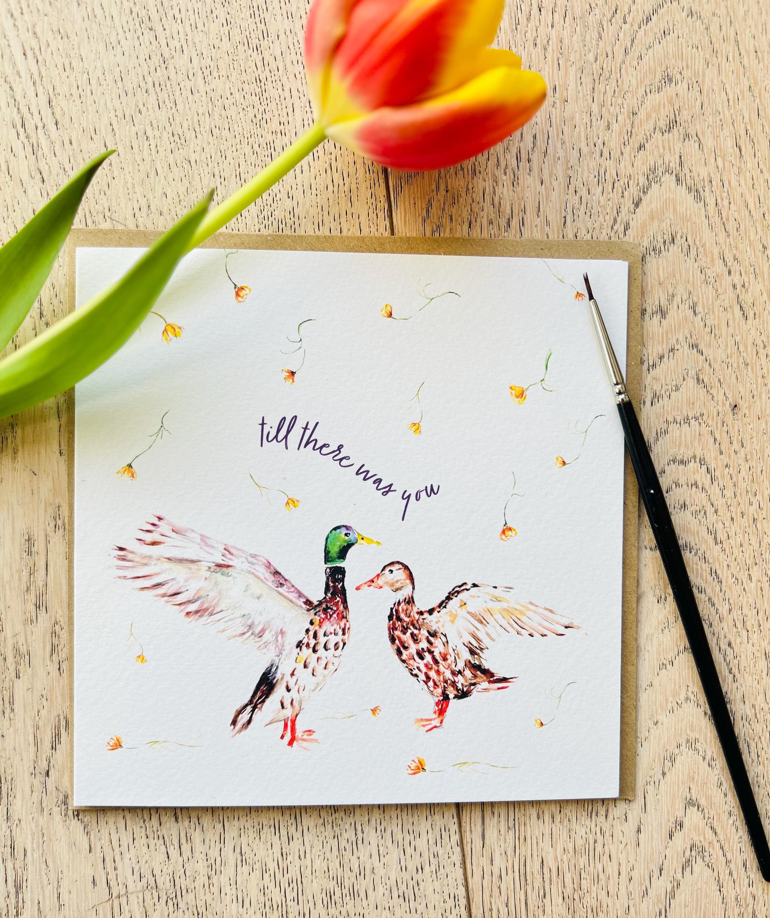 Watercolour Ducks, 'Till there was you' Anniversary Greeting Card - by Sarah Epsom