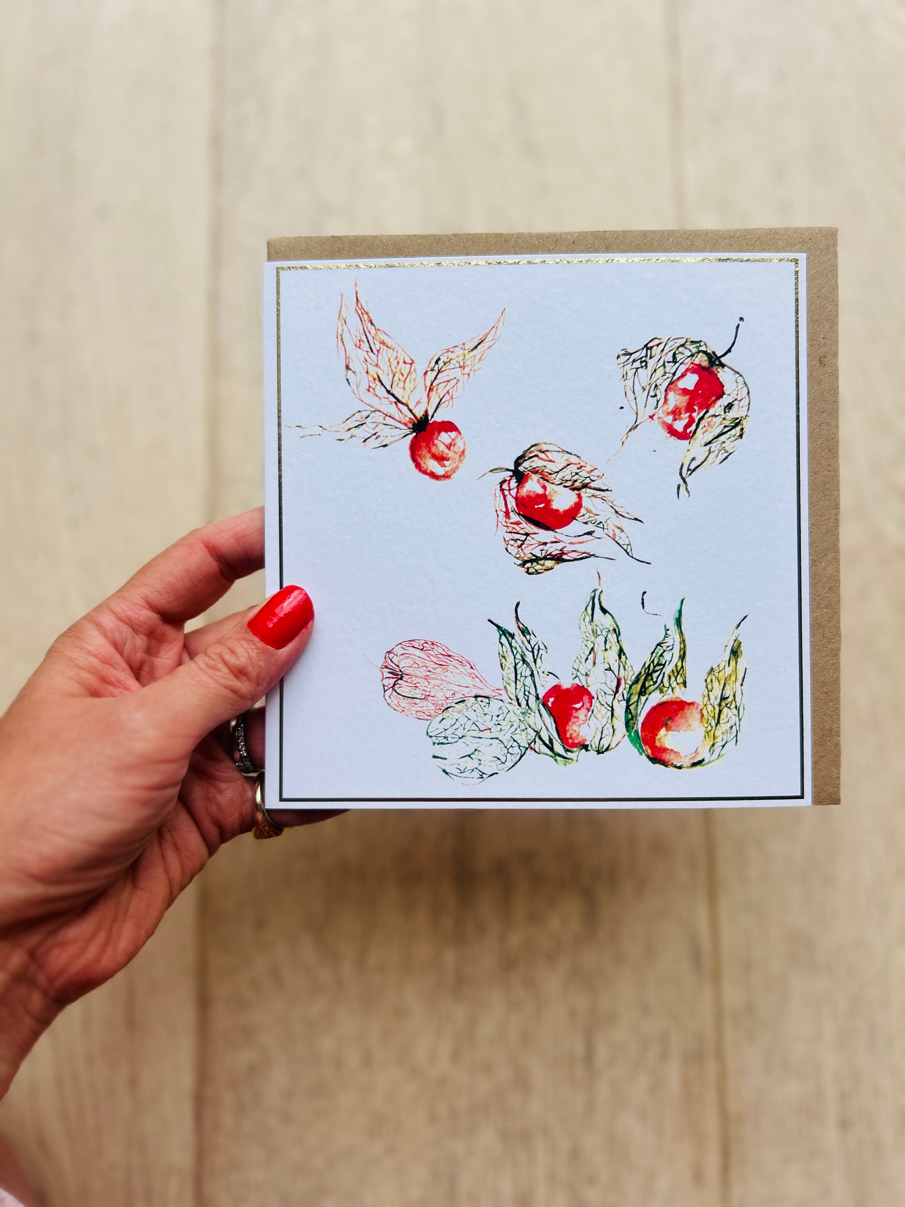 Cape Gooseberry 'Gooseberry Pop' Greeting Card - by Sarah Epsom