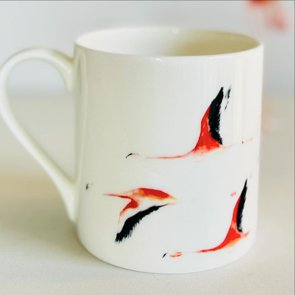 Flamingo Mug, Flying flamingo, Fine Bone China Mug by Sarah Epsom