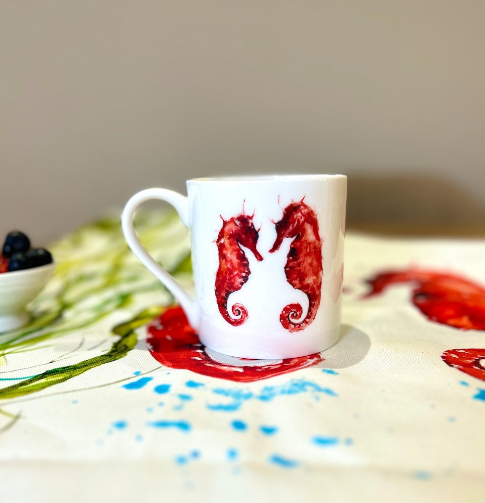 Seahorse Mug, Seahorse Love, Fine Bone China Mug by Sarah Epsom