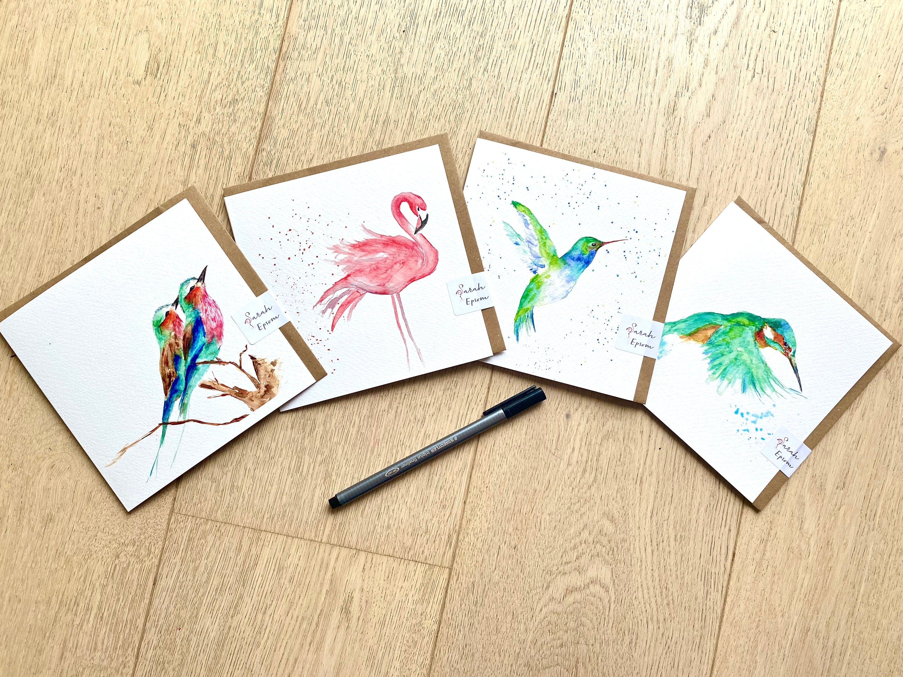 Birds, Greeting Card - by artist Sarah Epsom
