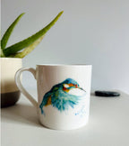 Kingfisher mug, Emerald Wings, Fine Bone China Mug - by Sarah Epsom
