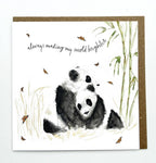 Panda Embrace 'Always making my world brighter' Mothers Day Card, Fathers Day Card - by Sarah Epsom