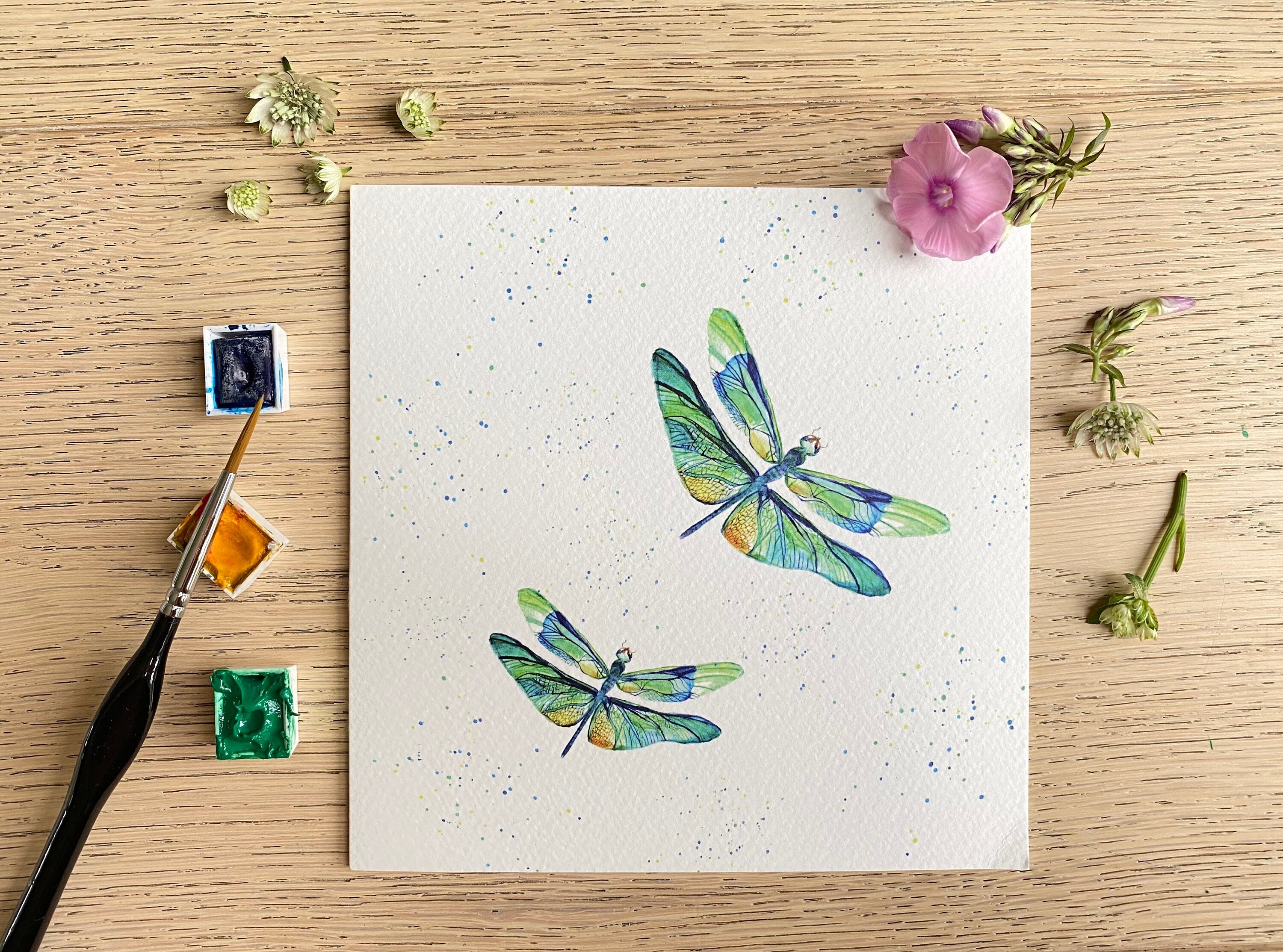 Dragonflies'Dancing Dragonflies' Greeting Card - by Sarah Epsom