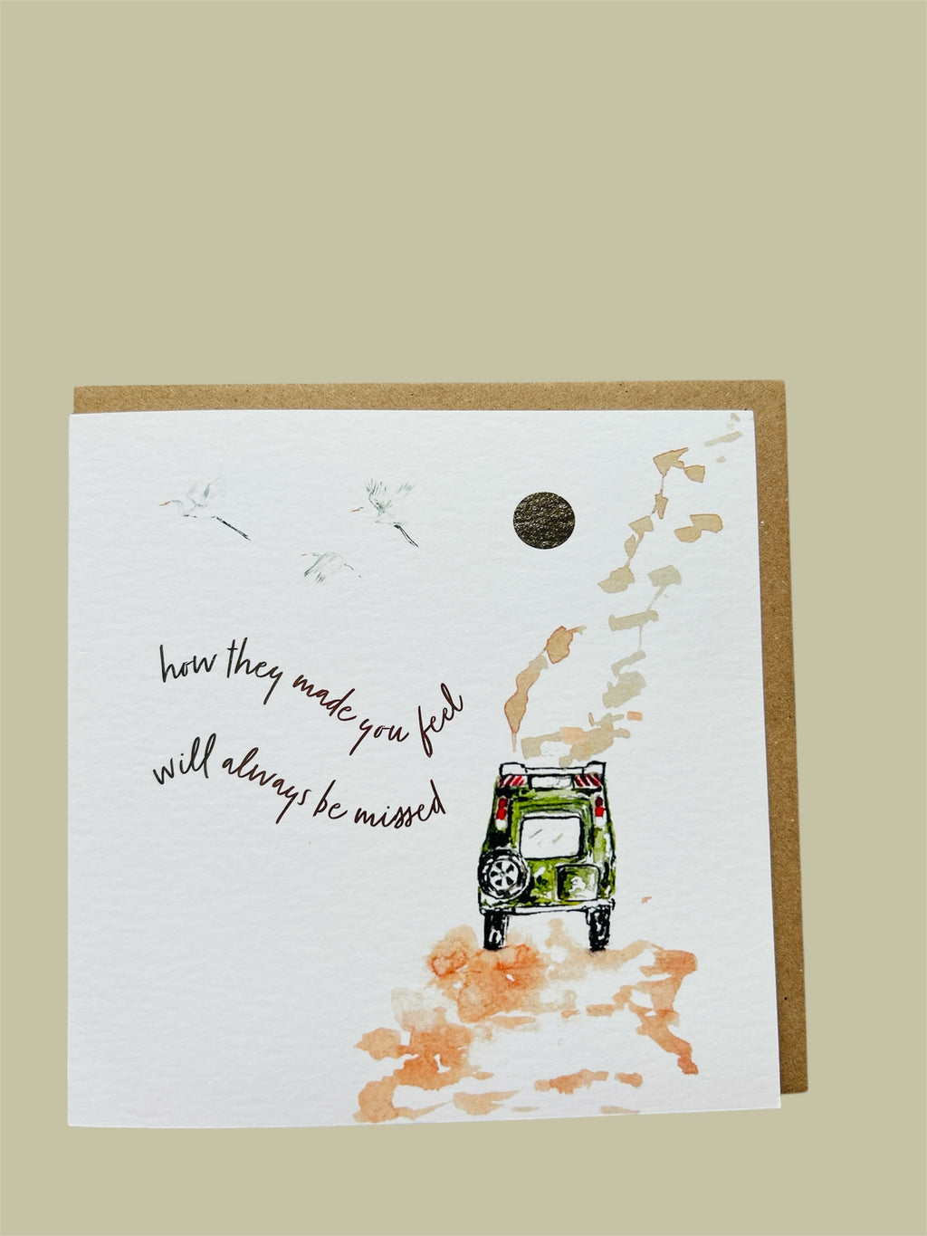 Land Rover Sympathy 'How they made you feel will always be missed' Greeting Card - by artist Sarah Epsom