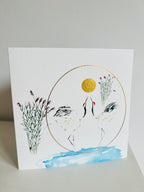 Cranes Anniversary Greeting Card - by artist Sarah Epsom