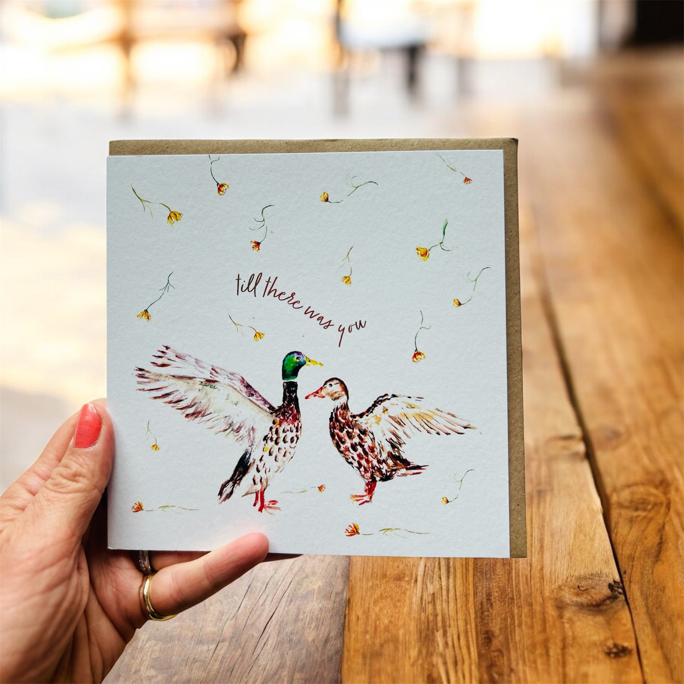 Watercolour Ducks, 'Till there was you' Anniversary Greeting Card - by Sarah Epsom