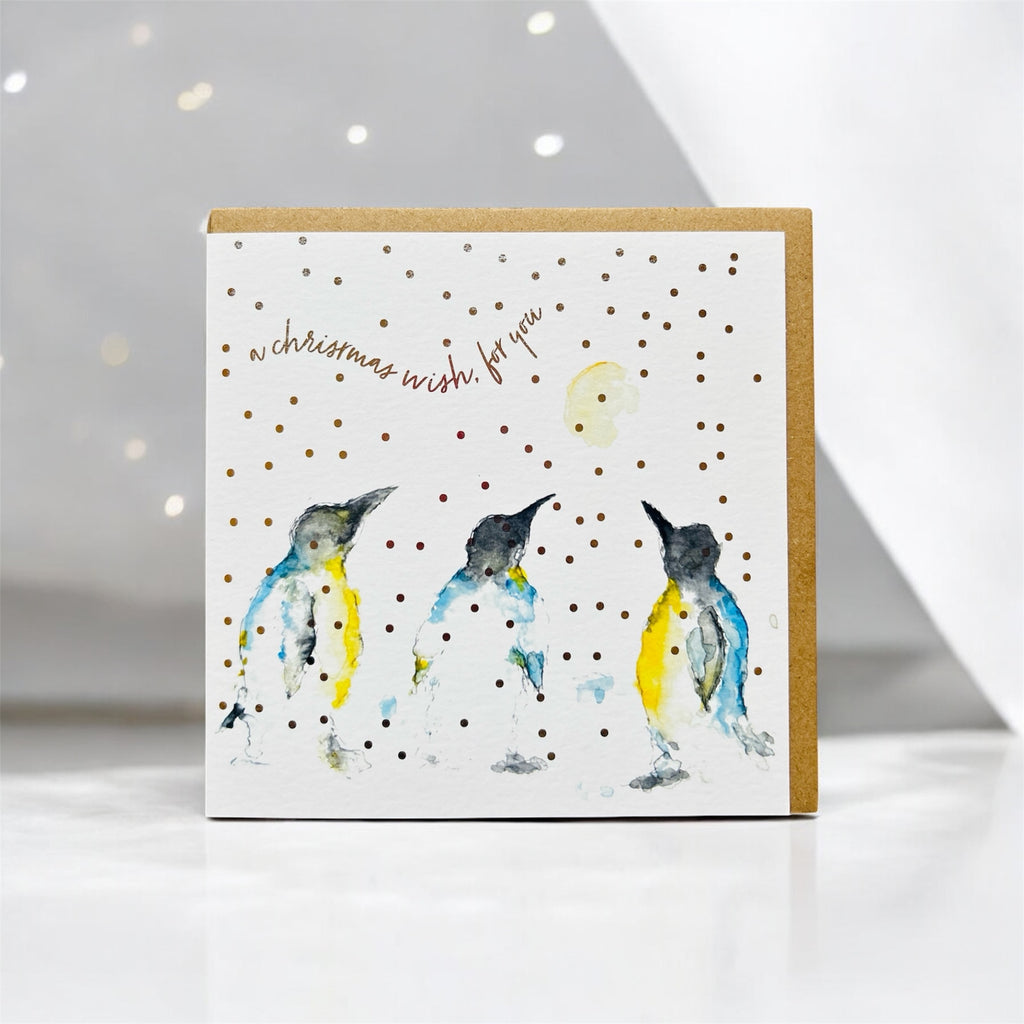 Christmas Penguins, 'A Christmas Wish' Christmas Card - by Sarah Epsom
