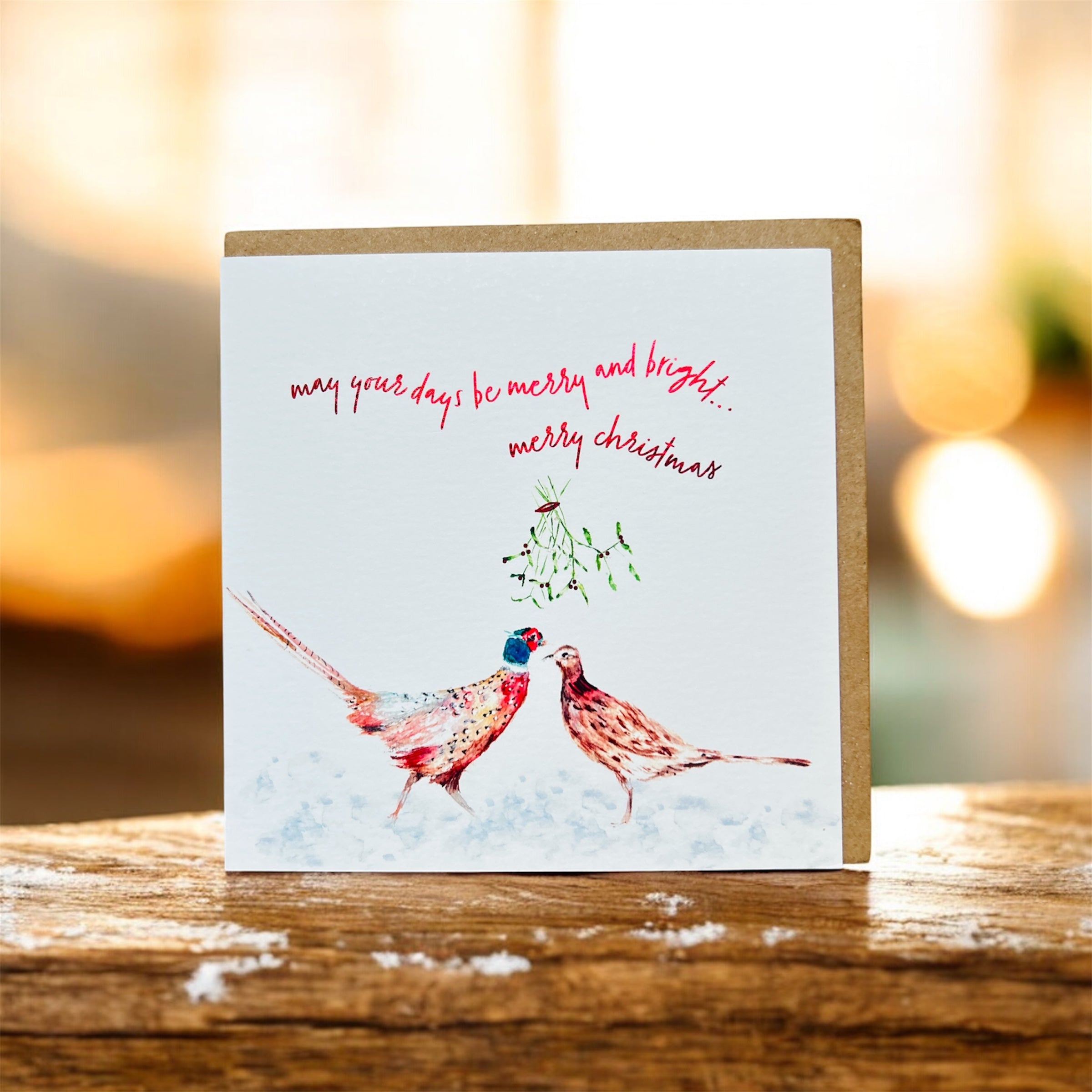 Christmas Pheasants, Christmas Greeting Card - by Sarah Epsom