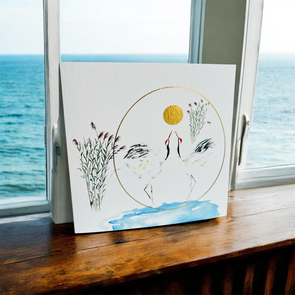 Cranes Anniversary Greeting Card - by artist Sarah Epsom