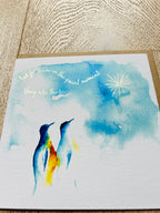 Penguins 'Look for them in the quiet moments, they are there' Greeting Card - by artist Sarah Epsom - Available for pre-order