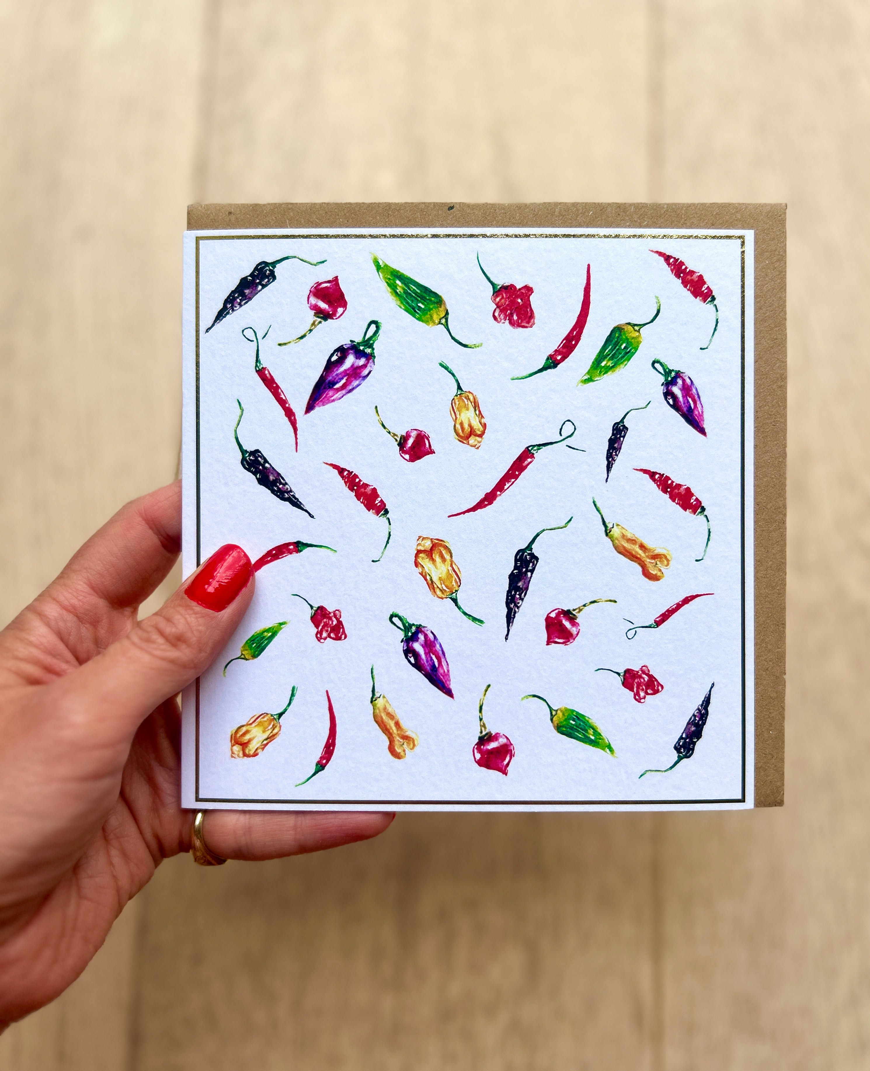 Chilli 'Splash of Spice' Greeting Card - by Sarah Epsom