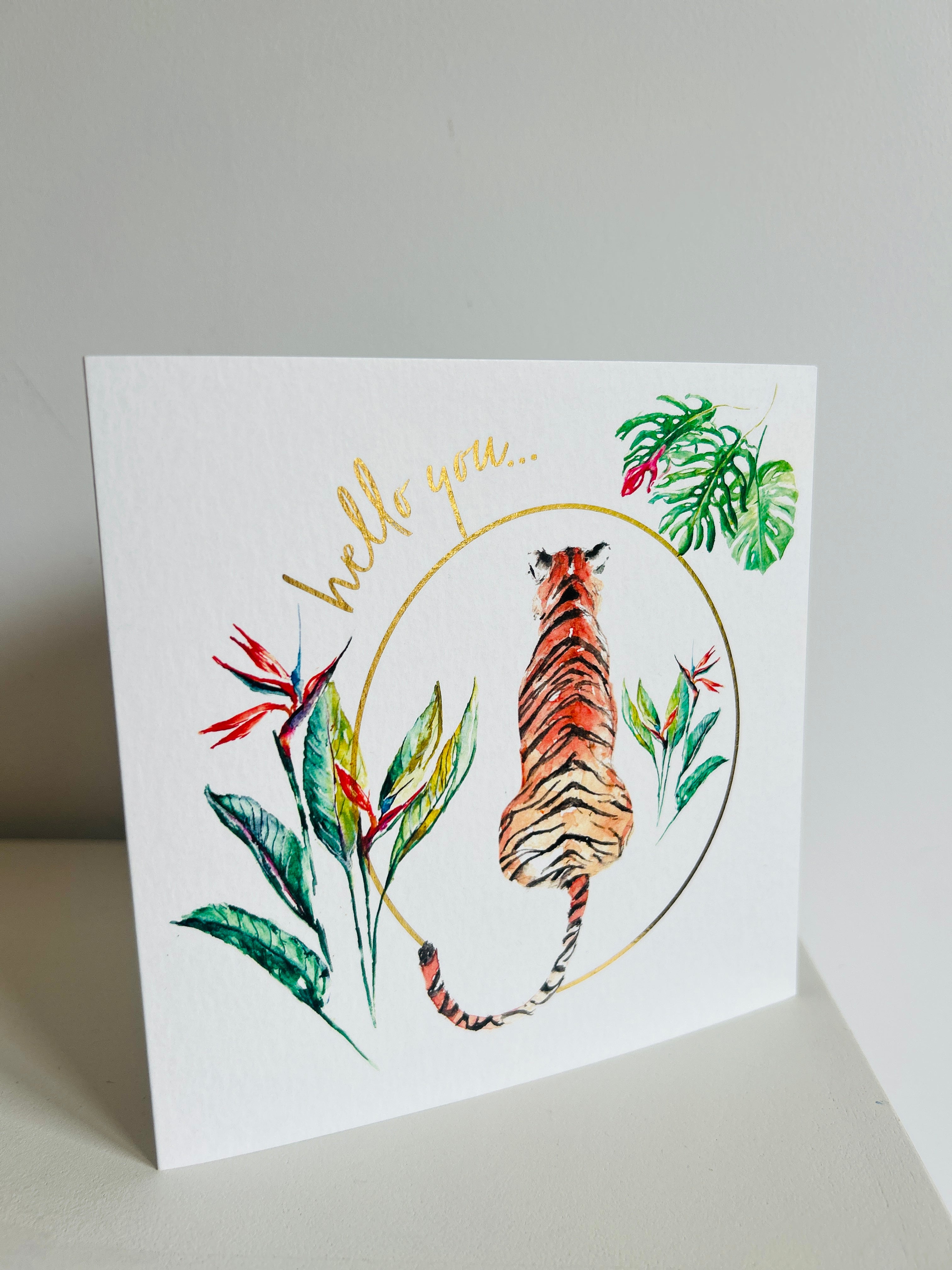 Tiger 'Hello You' Greeting Card - by Sarah Epsom