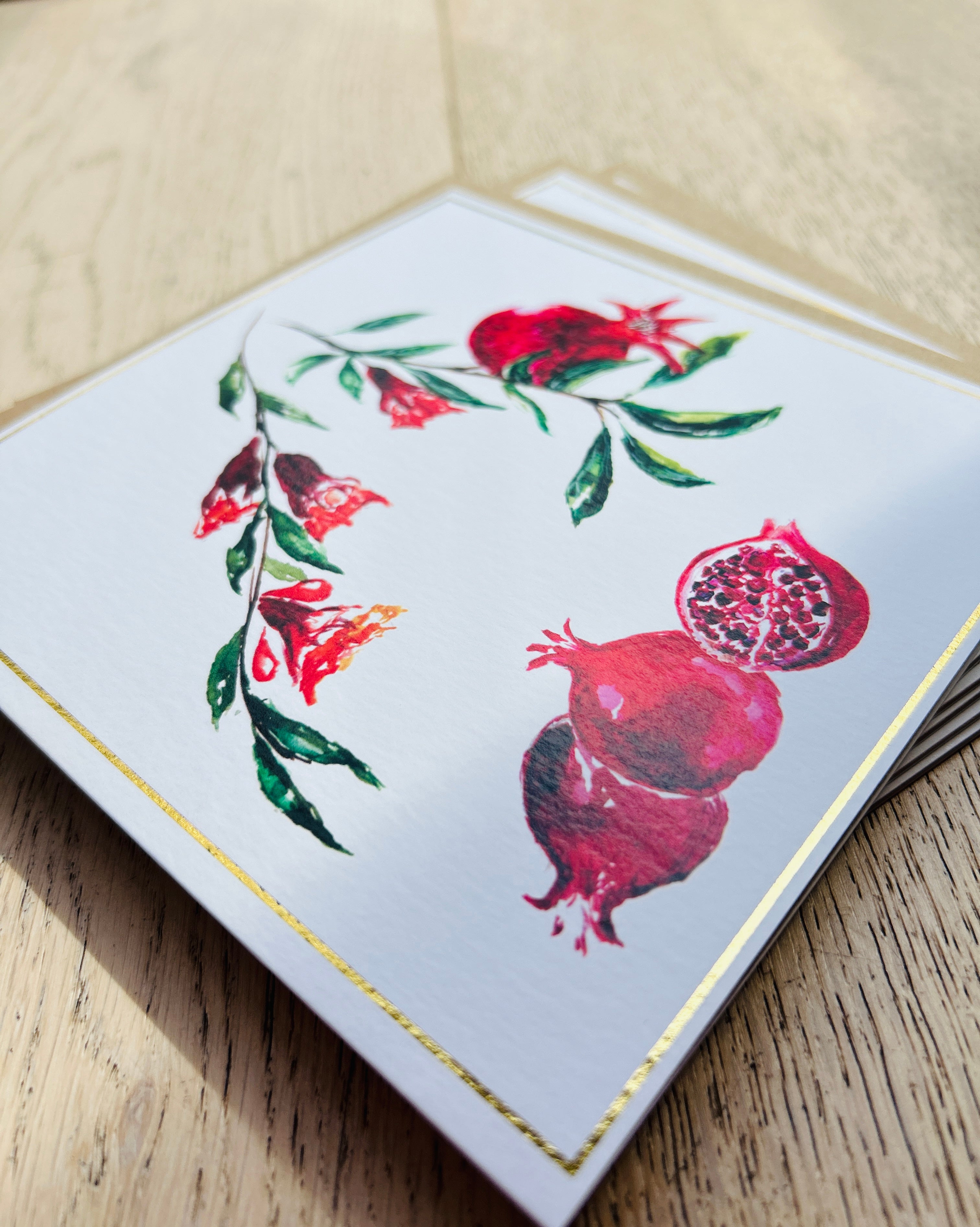 Pomegranates 'Jewelled Greetings', Greeting Card - by Sarah Epsom