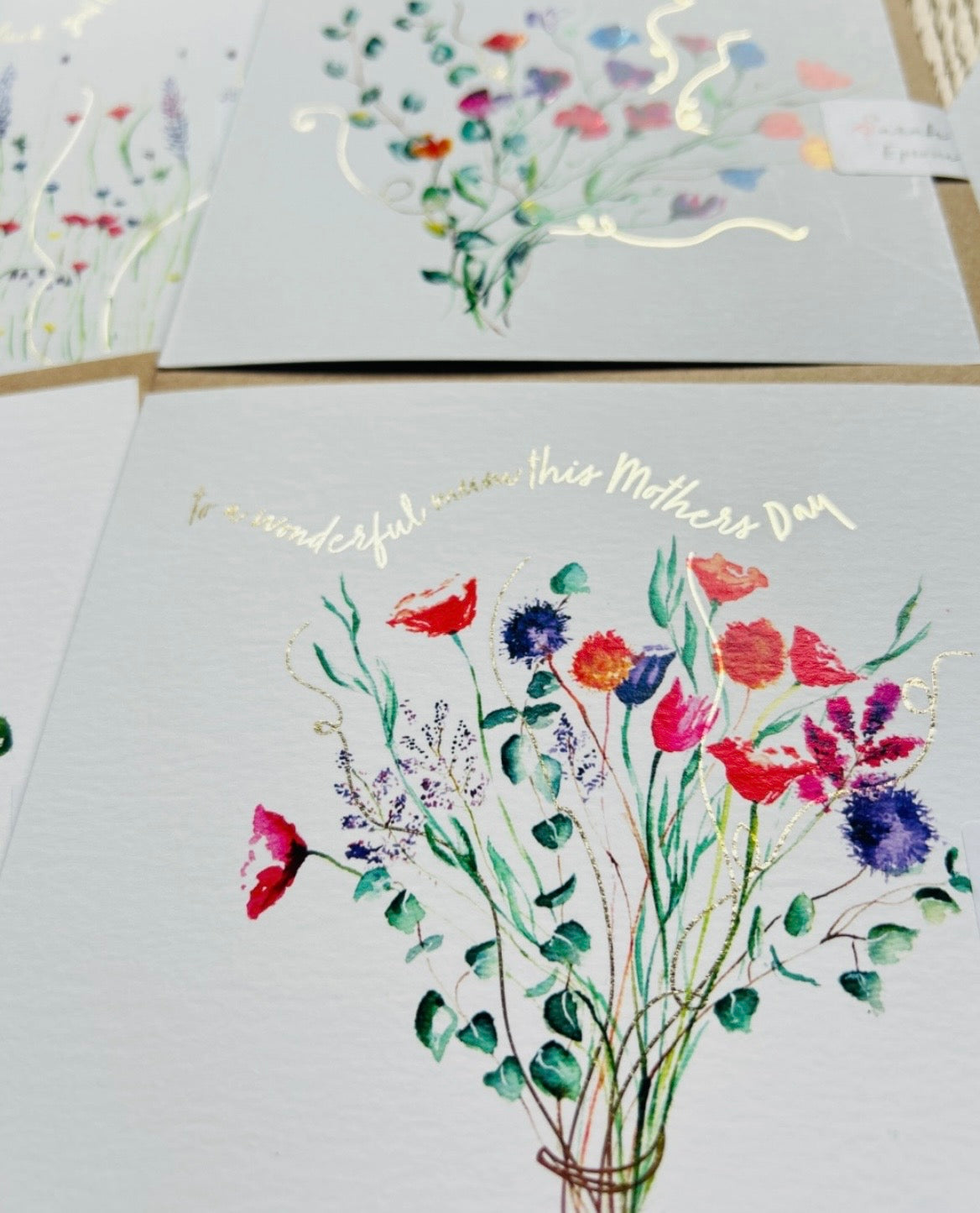 Flower Bouquet 'Wonderful Mum' Mothers Day Greeting Card - by Sarah Epsom - Available for pre-order