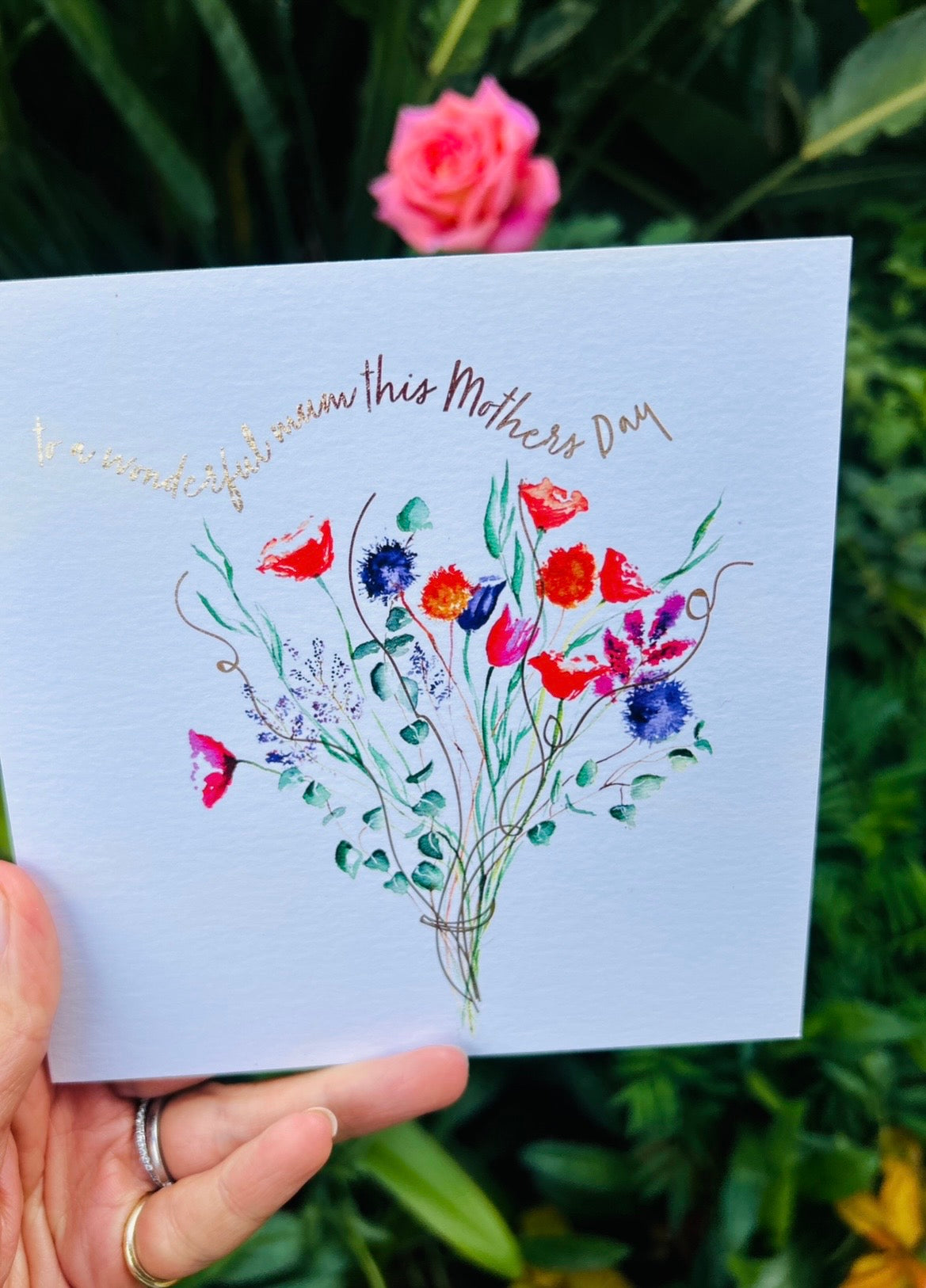 Flower Bouquet 'Wonderful Mum' Mothers Day Greeting Card - by Sarah Epsom - Available for pre-order