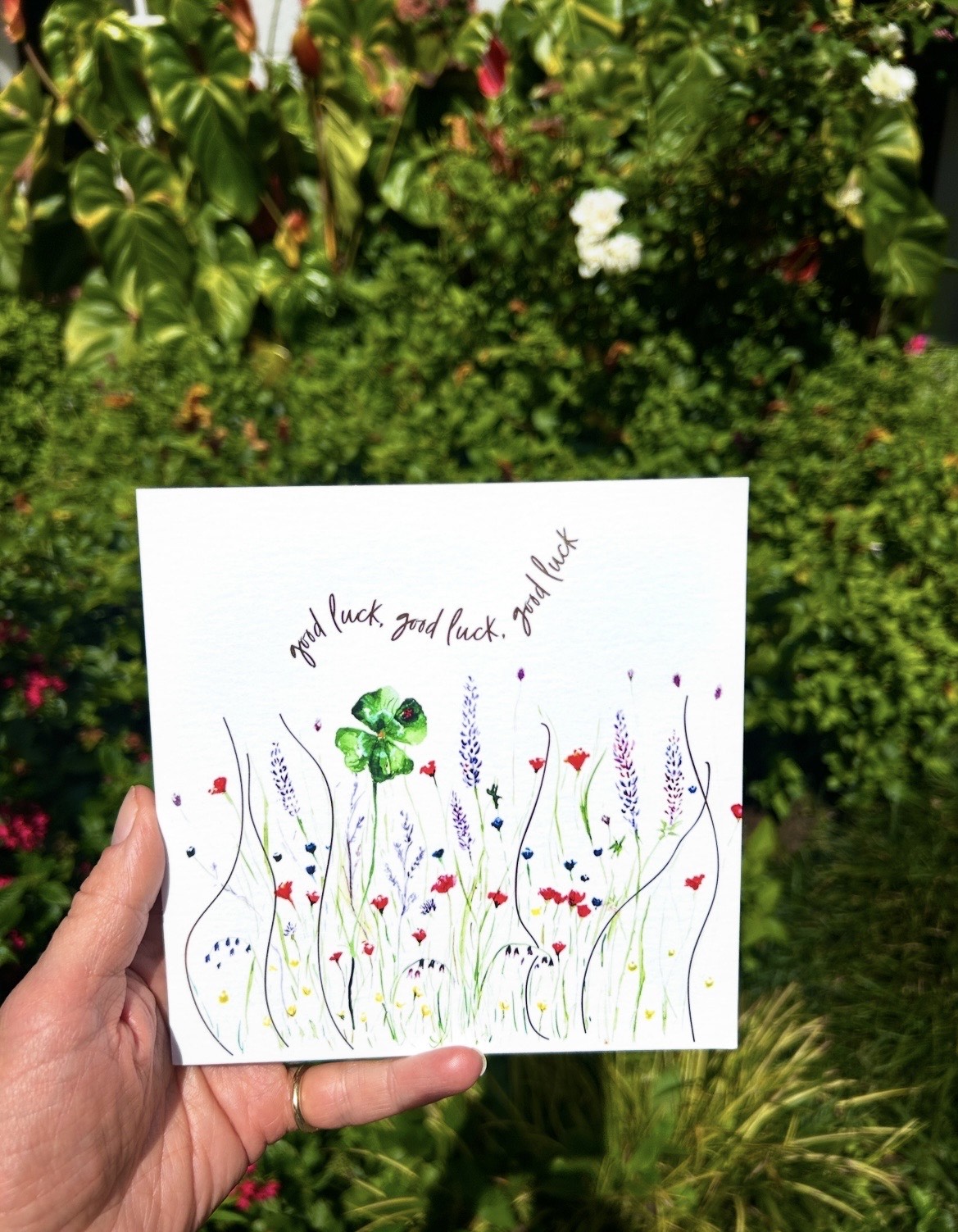 Lucky Clover 'Good Luck' Good luck Greeting Card - by Sarah Epsom - Available for pre-order