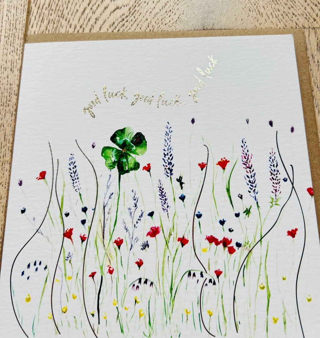 Lucky Clover 'Good Luck'  Greeting Card - by Sarah Epsom