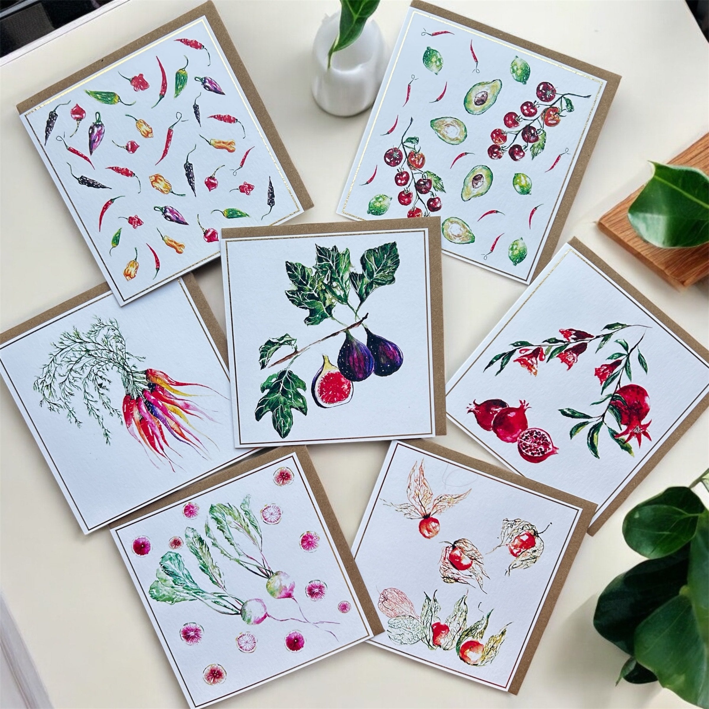 Rooted Vegetables -Greeting Card range - by Sarah Epsom