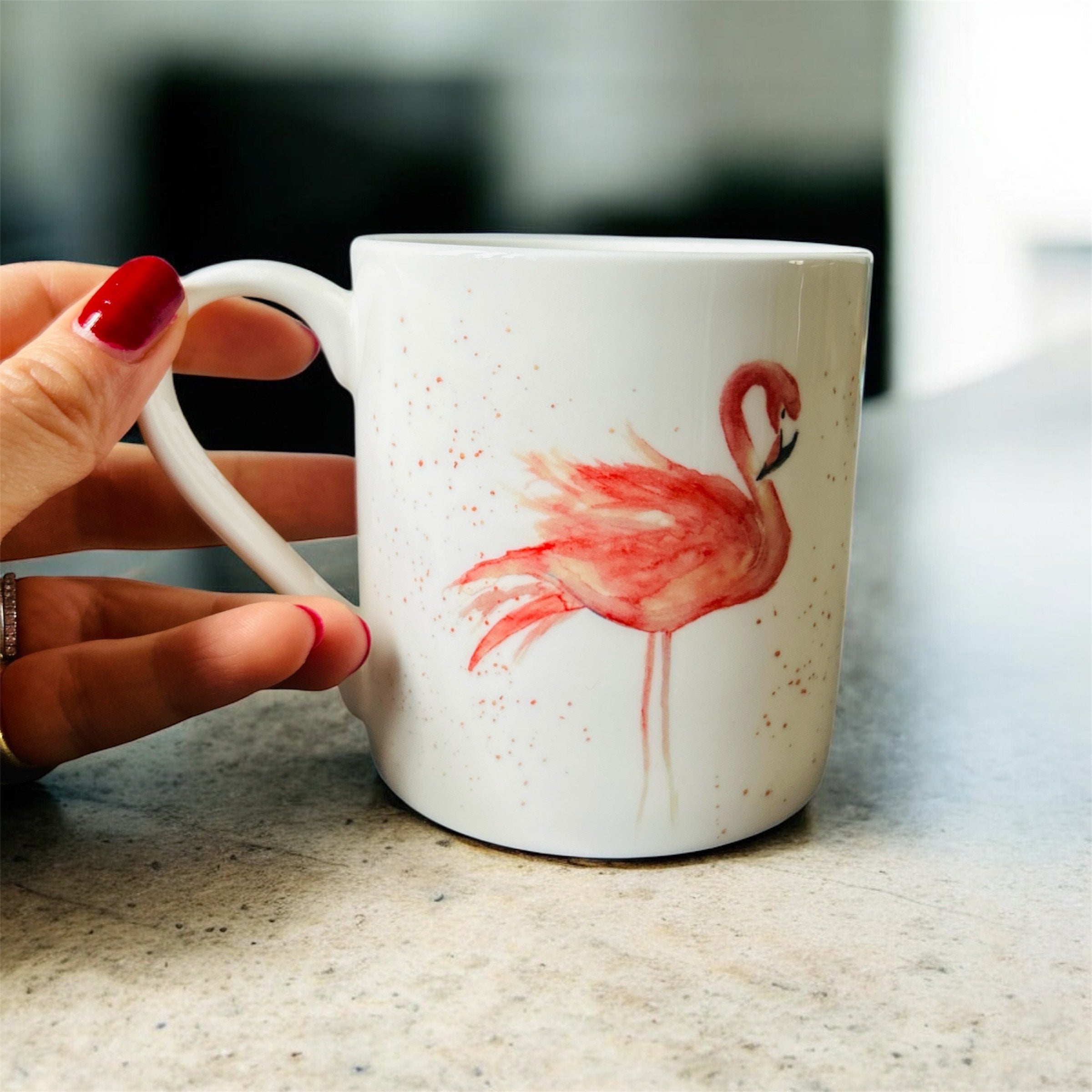 Flamingo Mug, Lady in Pink, Flamingo Design, Fine Bone China Mug - by Sarah Epsom