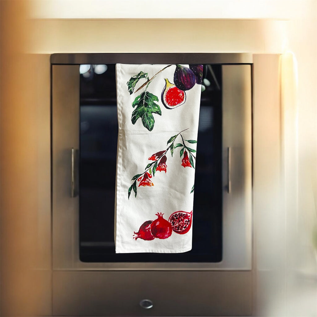 Fruit tea towel, Fruit Medley, 100% Organic Cotton tea towel, Designed and printed in UK - by Sarah Epsom - Available for pre-order