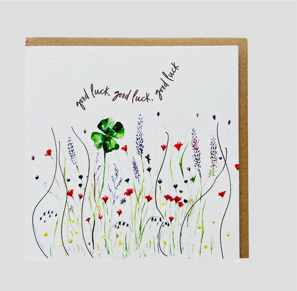Lucky Clover 'Good Luck'  Greeting Card - by Sarah Epsom
