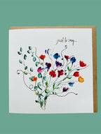 Sweet peas 'Just to say' Greeting Card - by Sarah Epsom - Available for pre-order