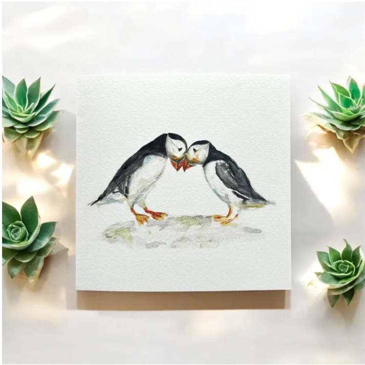 Two of us 'Puffins' Greeting Card - by Sarah Epsom