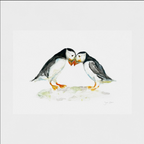 Two Puffins Art Print 'Two of Us' | A3 Giclée on Textured Paper, by artist Sarah Epsom