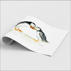 Two Puffins Art Print 'Two of Us' | A3 Giclée on Textured Paper, by artist Sarah Epsom