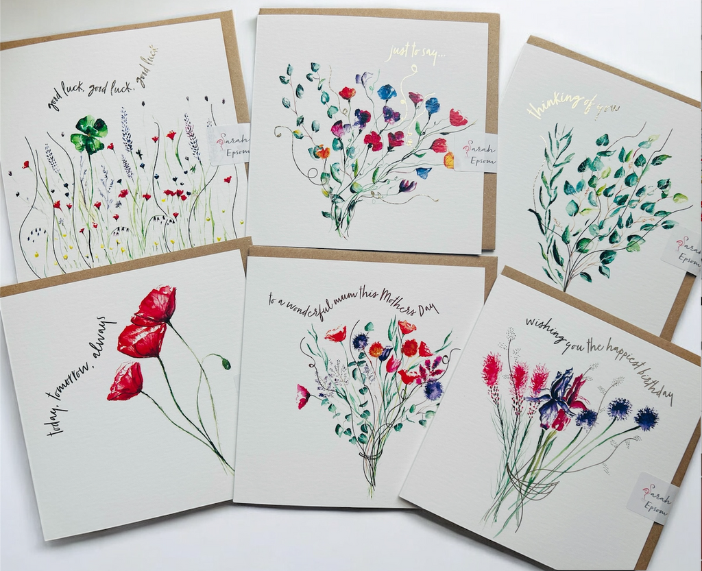 Floral Greeting Cards 'Aura', Occasions, Mothers Day, Sympathy, Good Luck by Sarah Epsom
